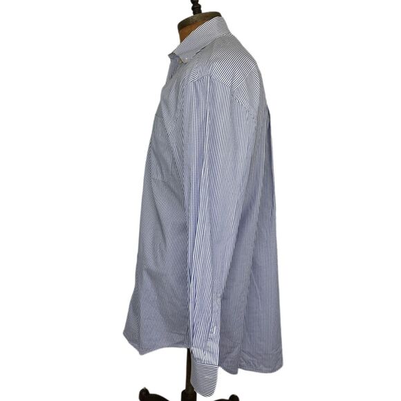 Peter Millar Men's Shirt Medium Cotton Blue White Striped L/S Button Up - Picture 3 of 8